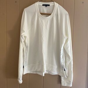 White ladies pull over shirt large with side snaps long sleeve